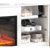 Lyngins TV Stand with 18" Electric Fireplace,LED TV Media Console Table with Power Outlets & USB Ports,4 Glass Shelves,for Living Room,Bedroom - 3 of 4