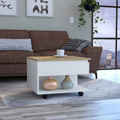 FURNIinspire Coffee Tables Modern Small Coffee Table, Conversation Table Center Table For Living Room, Home, Office, Multicolored, 21.4"*31.4"*11.6"