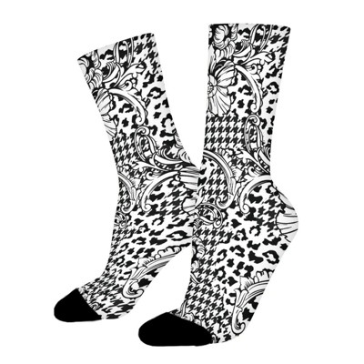 Animal And Plaid Women Printed Crew Socks Funny Funky Socks Soft Polyester Novelty Gifts for Artists Men
