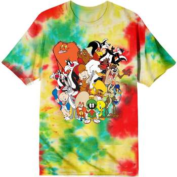 Looney Tunes Cartoon Characters  Tie Dye Graphic Tee Shirt