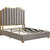 AMERLIFE Upholstered Bed, Modern Velvet Bed Frame with 61.4" Tall Gold Trim Headboard - 2 of 4