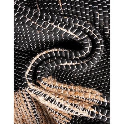 Handmade Black Geometric Braided Jute Area Rug 5' x 8'