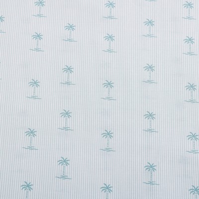 Kew Palms Blue Queen Cotton Percale Sheet Set