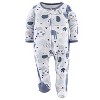 The Peanutshell Blue Safari Footed Baby Sleepers for Boys, 3-Pack, Newborn to 9 Months - 4 of 4