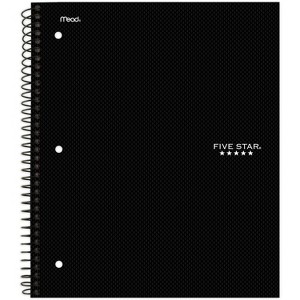 Spiral Notebook 1 Subject College Ruled Feature Rich Black - Five Star - 1 of 4