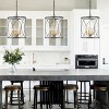 3-Light Black and Gold Cage Chandelier, Modern Drum Pendant Lighting Fixture for Dining Room or Entryway - 4 of 4