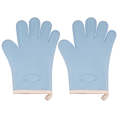 Unique Bargains Heat Resistant Kitchen Textiles Soft Lining Silicone Oven Mitts 2 Pcs