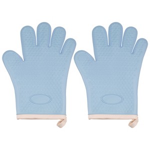 Unique Bargains Heat Resistant Kitchen Textiles Soft Lining Silicone Oven Mitts 2 Pcs - 1 of 4