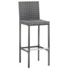 vidaXL 7 Piece Patio Bar Furniture Set with Cushions - Gray Poly Rattan Construction, Solid Acacia Wood Tabletop, Weatherproof Outdoor Set. - 3 of 4