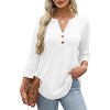 Women 3/4 Sleeve Shirts Notch V Neck Tops Casual Dressy Blouses Beach Vacation Tunic Tops - 2 of 4
