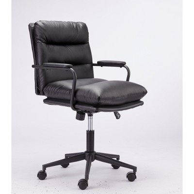 TiramisuBest Black PU Mid Back Office Chair: Comfortable, Durable & Easy to Assemble