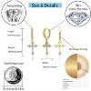 Cross Hoop Dangle Earrings: 14K Gold Plated with 5A+ CZ | Hypoallergenic for Men & Women - 2 of 4