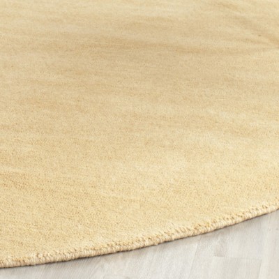 Beige Round Hand-Tufted Wool Area Rug, 6'
