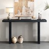 LOVMOR 59" Retro Console Table, Oak Veneer Entryway Table with Distinctive Side Shapes, for Entrance, Hallway, Living Room, Foyer, Corridor - 2 of 4