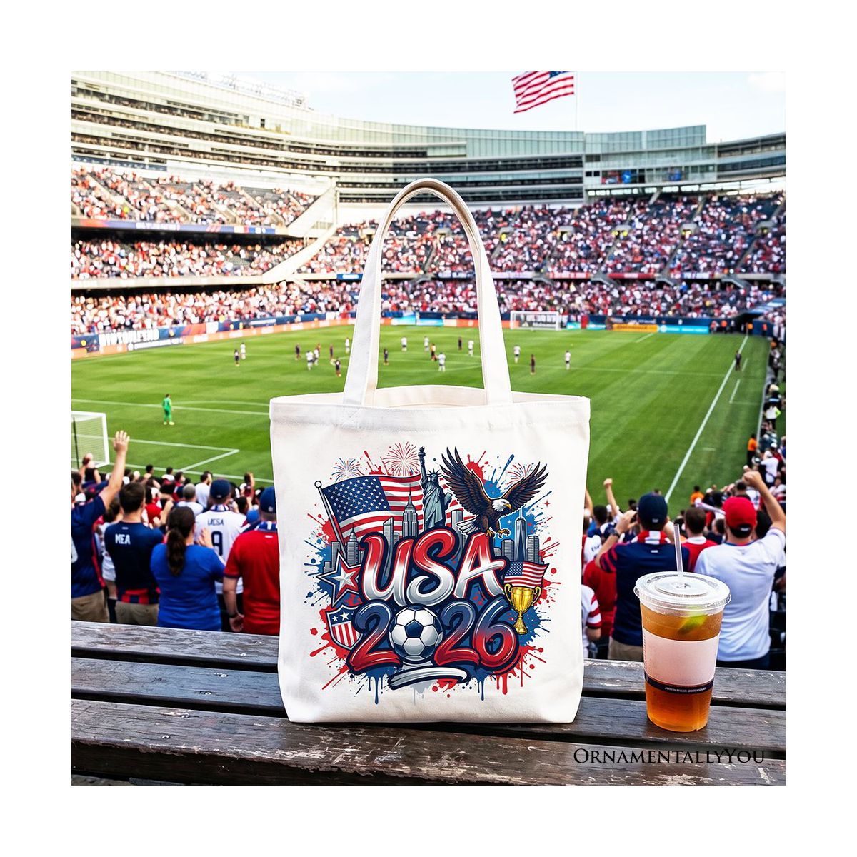 USA 2026 Soccer Cup Global Championship Tote Bag, Fans Football Gift Shopper| OrnamentallyYou