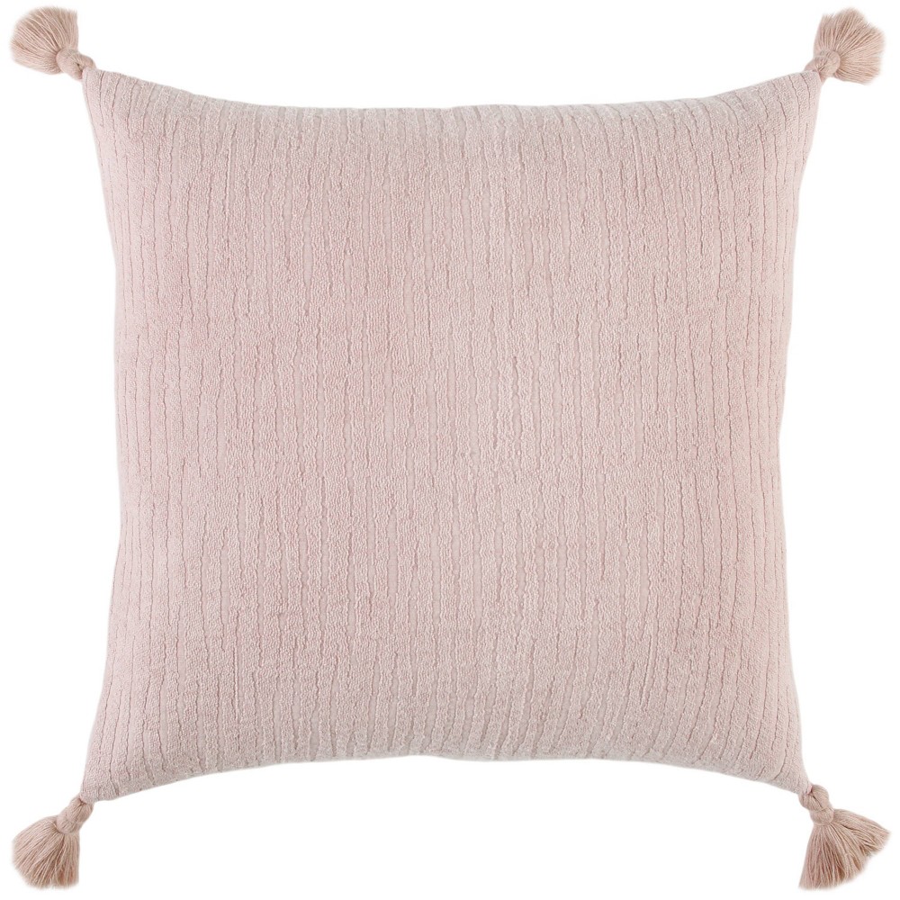 Photos - Pillowcase 20"x20" Oversize Striped Square Throw Pillow Cover with Tassels Blush - Ri