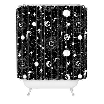 Heather Dutton Solar System Shower Curtain Black/White - Deny Designs