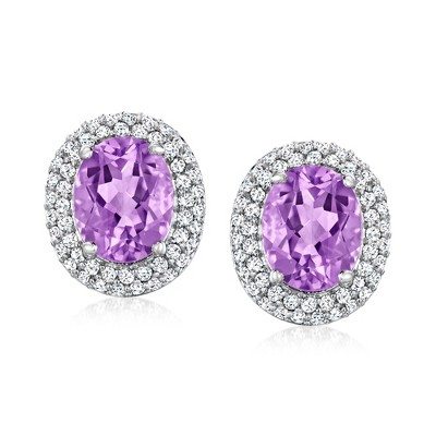 Ross-Simons 4.40 ct. t.w. Amethyst and 1.00 ct. t.w. White Topaz Earrings in Sterling Silver