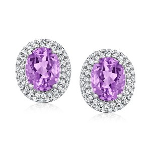 Ross-Simons 4.40 ct. t.w. Amethyst and 1.00 ct. t.w. White Topaz Earrings in Sterling Silver - 1 of 4