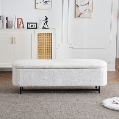 Sapphtopaz Modern Storage Bench Ottoman with Storage, Storage Organizer Ottoman Bench with Soild Frame for Entryway Bedroom