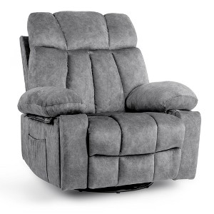 Massage Swivel Rocker Recliner Chair with Heat, Velvet Fabric, USB Port, 360¡ã Rotation, 8-Point Vibrating Massage, Side Pockets - 1 of 4