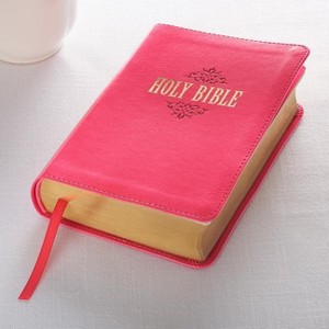 KJV Compact Large Print Lux-Leather Pink - (Leather Bound) - 1 of 1