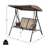 Costway 2 Seat Patio Porch Swing with Adjustable Canopy Storage Pockets  Brown - 3 of 4