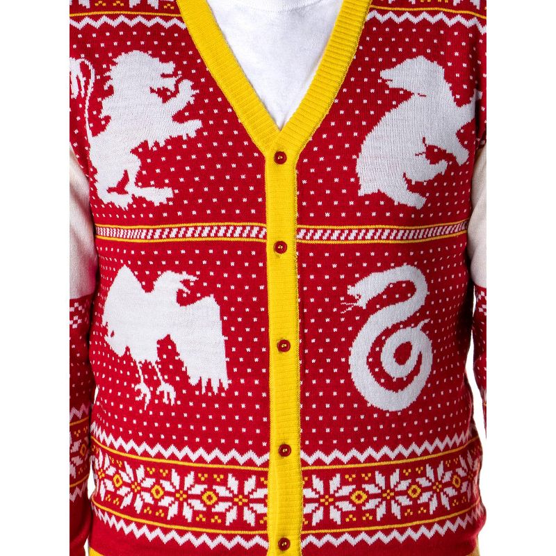 Harry Potter Men's Hogwarts Houses Ugly Christmas Sweater Cardigan, 4 of 6