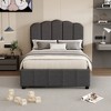 NicBex Twin/Full Size Platform Bed with 2 Drawers and Upholstered Headboard for Kids Teens Adults,Wood Slat Support,Gray - 2 of 4