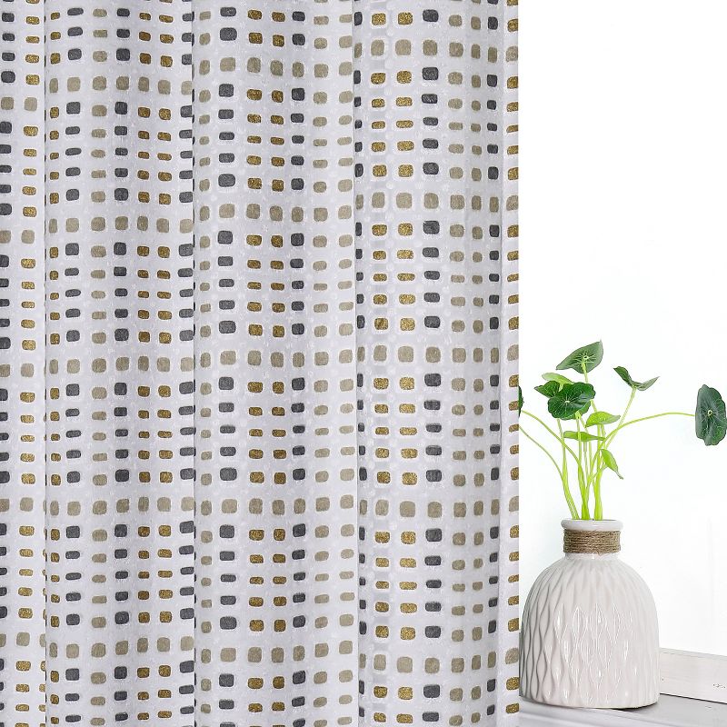 Kate Aurora 2 Piece Multi Color Modern Contempo Abstract Chenille Light Filtering Grommet Top Curtains, 5 of 8