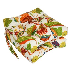 Blazing Needles, 16-inch Spun Polyester Patterned Outdoor Square Tufted Chair Cushions (Set of 2) - 1 of 2