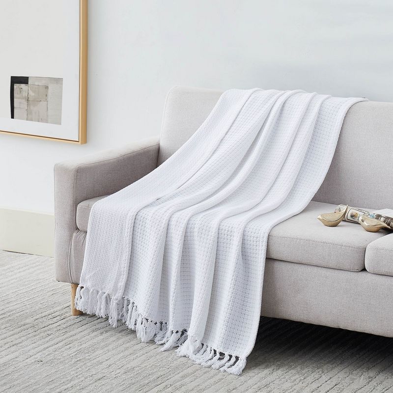 Southshore Fine Living Ashmore Collection 100% Cotton Bed Blanket basketweave luxury blankets, 3 of 7