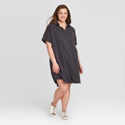 plus size collared shirt dress