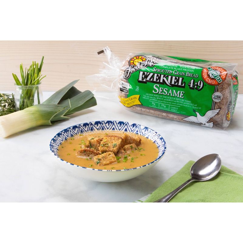 Food For Life Ezekiel 4:9 Organic Frozen Sprouted Whole Grain Sesame Bread - 24oz, 3 of 7