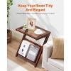VEVOR Rattan Coffee Table, Z-Shaped Rattan Woven Bamboo Coffee Table with Tempered Glass Top, 20” Modern Boho Storage Coffee Table with Bamboo Legs - 3 of 4