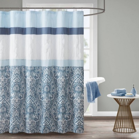 Embroidered store shower curtain