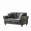 63" Modern 2-Seater Chenille Sofa with Rolled Arms, Wood Legs & Nailhead Trim - 4 of 4