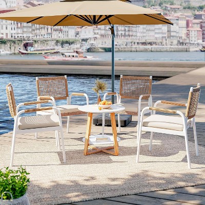 Outdoor Dining Chairs Set of 2, Patio Wicker Chairs with Cushions & Armrests for All-Weather