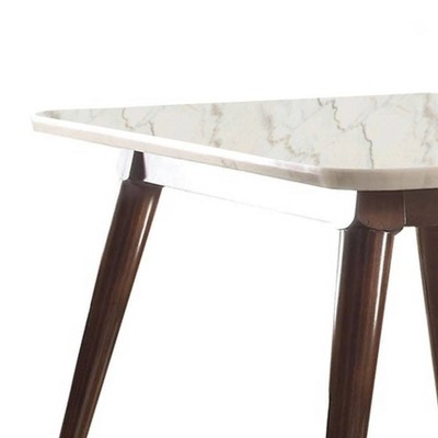 Gasha White Marble and Walnut Dining Table