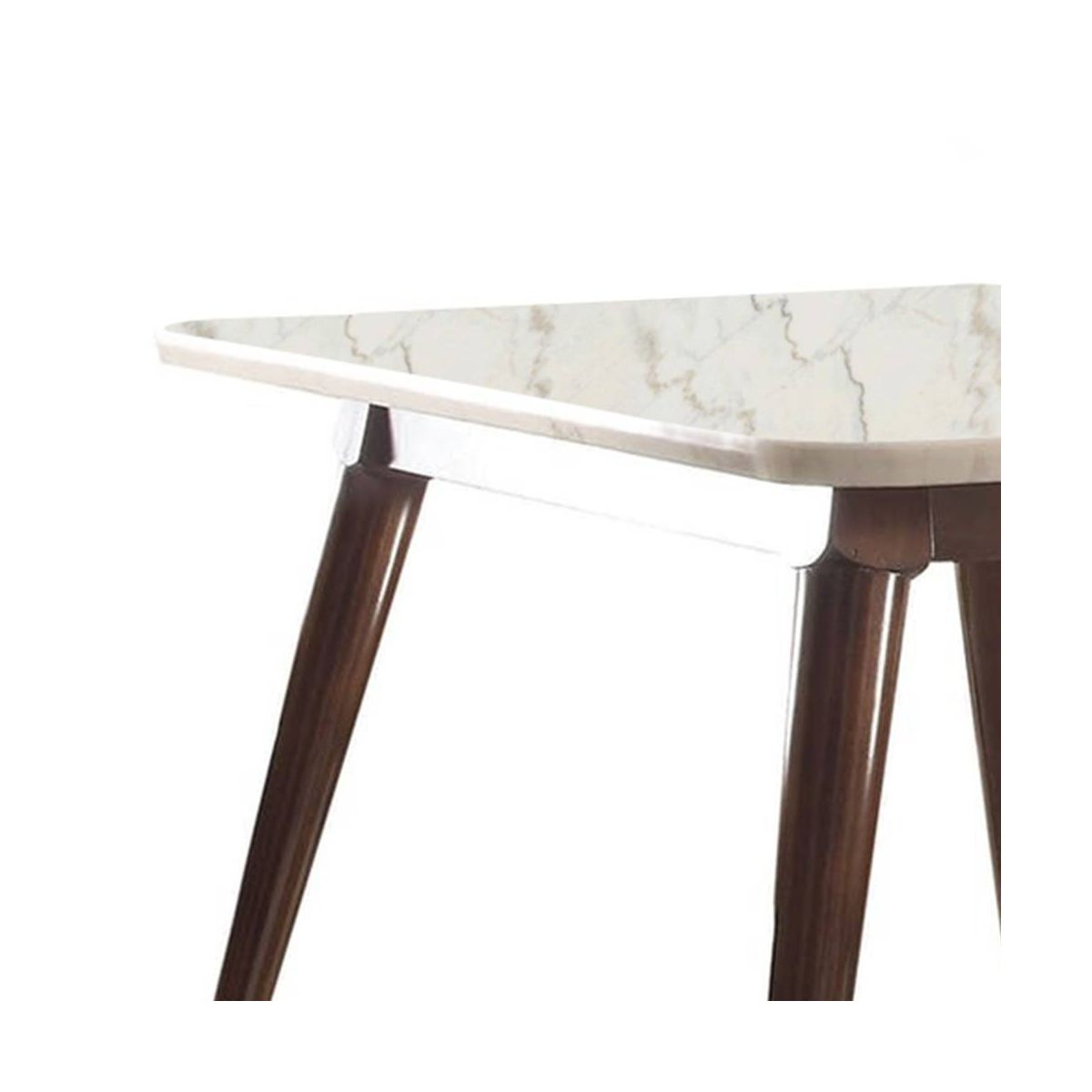 Acme Furniture 64" Gasha Dining Table White Marble/Walnut: Elegant Rectangular Kitchen Table for 6, Wood Base - thumbnail 5