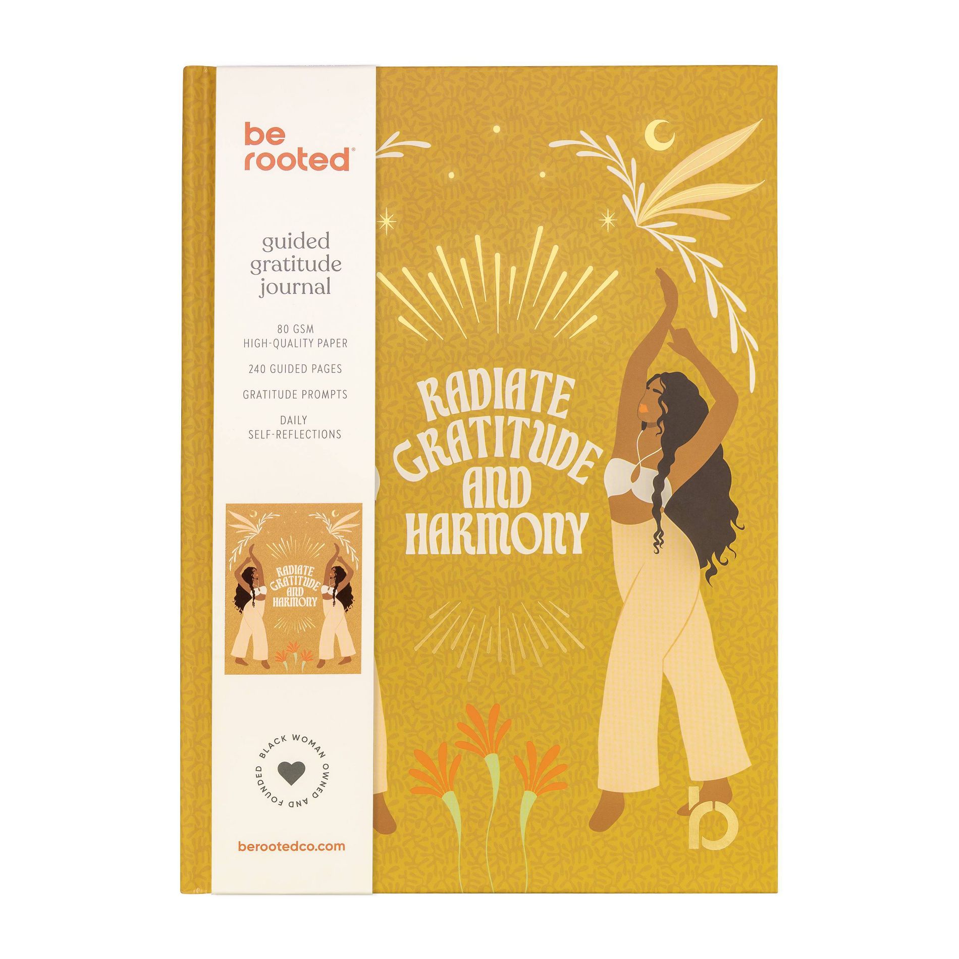 Be Rooted 6"x8" Book Bound Guided Gratitude Affirmation Journal Gold