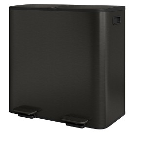 2 x 8/10.6 Gallon Stainless Steel Trash Cans w/Lids, Dual Compartment Step-On Bins for Kitchen - 1 of 4