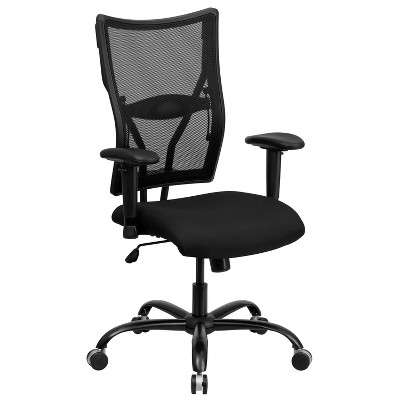 Emma and Oliver 400 lb. Big & Tall Black Mesh Swivel Ergonomic Office Chair with Adjustable Arms