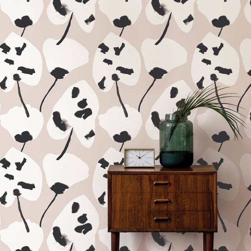 Tempaper &#38; Co Painted Palm Removable Peel and Stick Wallpaper, Cocoa Chic, 28&#39;, 2 of 5