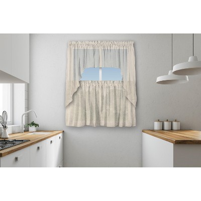 Natural Linen-Blend Tailored Window Valance with Rod Pocket