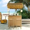Nestfair 3pc Hawaiian-style Bar Height Patio Set with PE Grass Canopy for Dining and Drinking Natural - 3 of 4