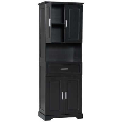 Dexmalle Black Tall Bathroom Cabinet with Four Doors