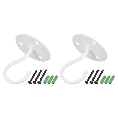 Unique Bargains Iron Wall Mounted Round Plate Ceiling Hooks and Hangers 2 Pcs