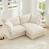 Slipcovered Sectional Sofa, 2 Seater Sofa with Removable Cover, Sofa with Convertible Ottoman, Chenille Fabric Sectional Sofas-Cuddlewood - 3 of 4