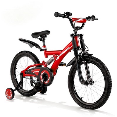 SKONYON Kids' Bike 16"/18" Wheels Bicycle with Adjustable Seat, Dual Brakes, Suspension, Training Wheels and All-Terrain Tires for Ages 4–9